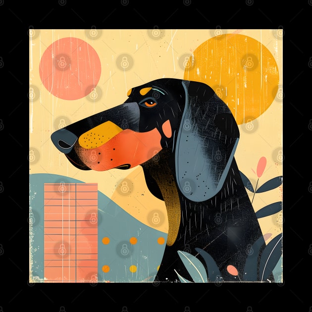 70s Black and Tan Coonhound Vibes: Pastel Pup Parade by NatashaCuteShop