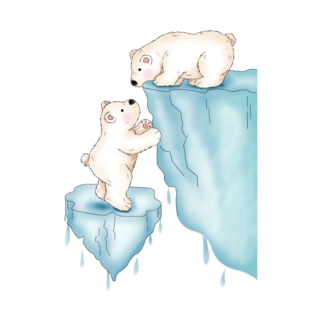 Polar Bear Helping Little Brother by Athikan