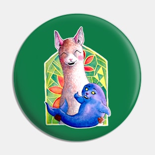 Kawaii Alpaca and the Seal of Approval Pin