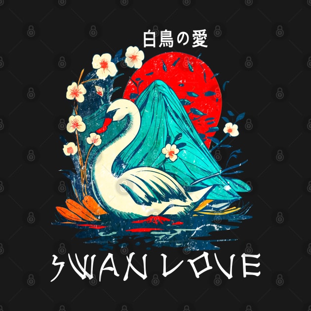 Swan Lovers Love Swans Swan Fans Japanese Art Landscape by Outrageous Flavors