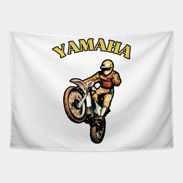 Vintage Motocross Yamaha Tapestry by TommySniderArt