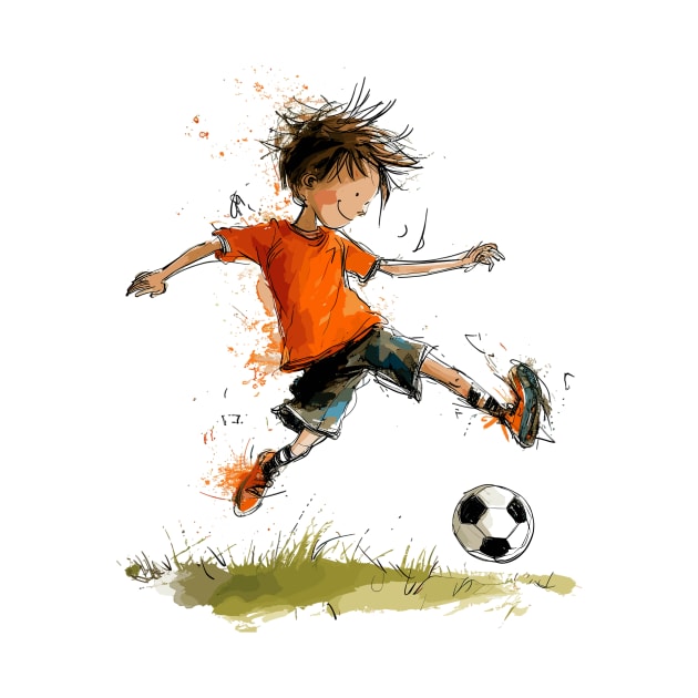 Little Boy Playing Soccer by erzebeth