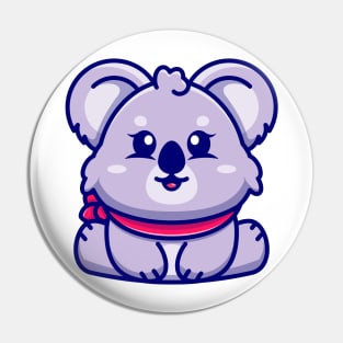 Cute baby koala sitting cartoon illustration Pin