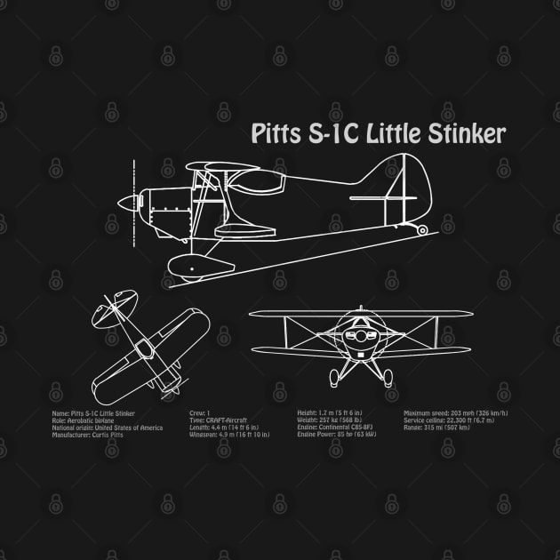 Betty Skelton Pitts S-1C Little Stinker Blueprint - PDpng by SPJE Illustration Photography