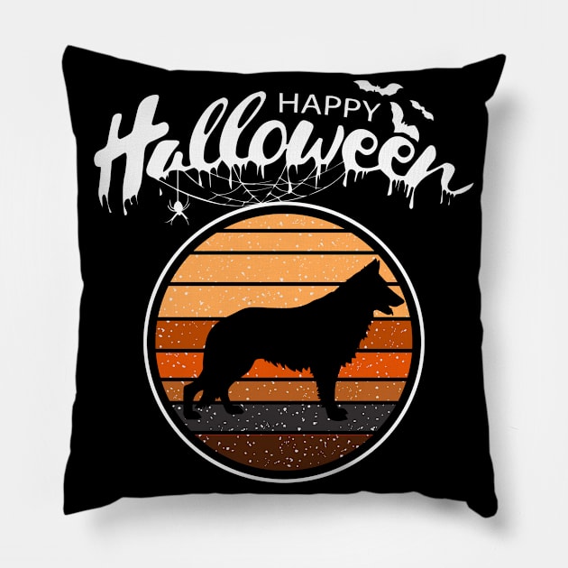 Funny Happy Halloween Beautiful German Shepherd Men Women Pillow by mlleradrian