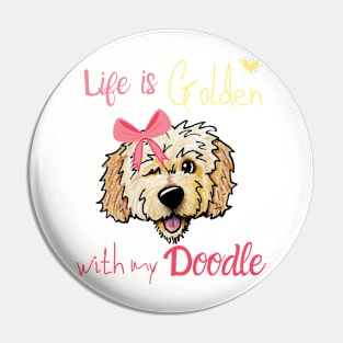 Goldendoodle with Bow Pin