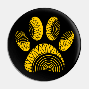 Yellow Sunflower Dog Paw Print Pin