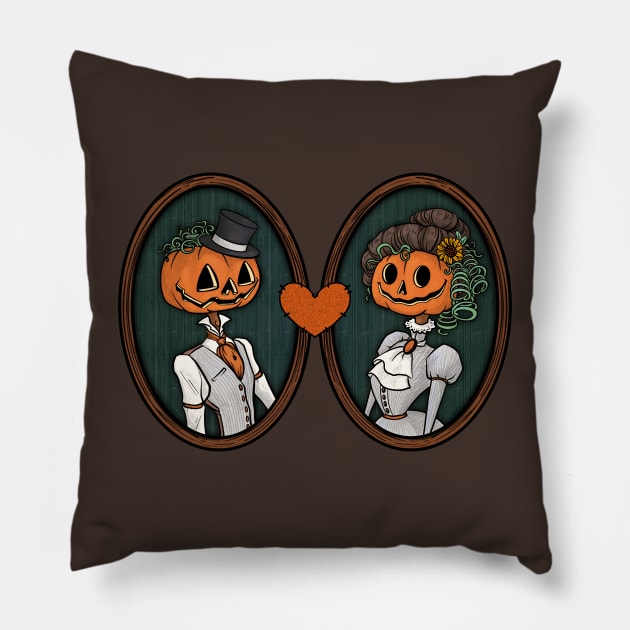 Pumpkin head couple Pillow by Holly_Pierson_Art