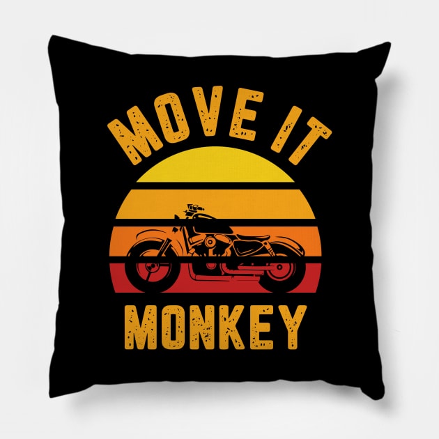 Biker Motorcycle Vinatge retro Pillow by Imutobi