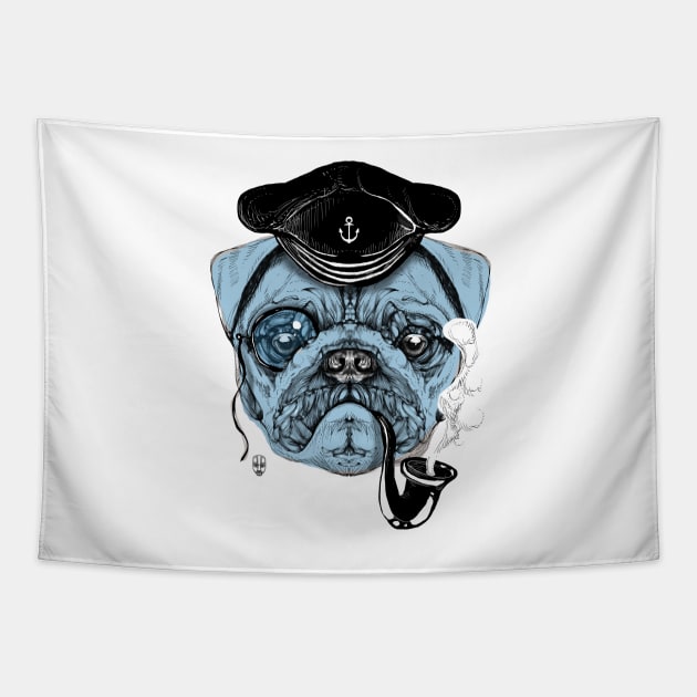 Sailor Pug Tapestry by fakeface