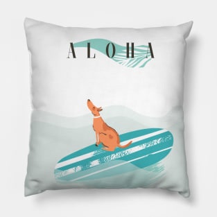 ALOHA DOG SURFING BEACH T-SHIRT Pillow