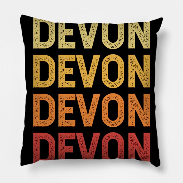 Devon Name Vintage Retro Gift Named Devon Pillow by CoolDesignsDz