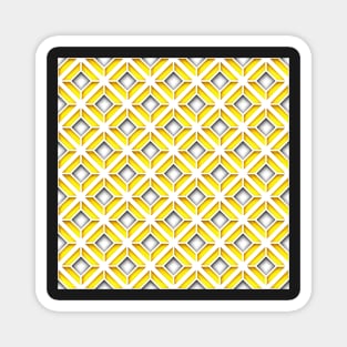 Yellow and Gray 3d Geometric Pattern, Rhombic Motif Magnet