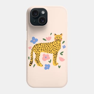 Cheetah with flowers Phone Case