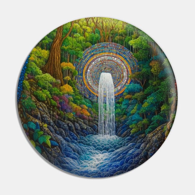 Rhythm of Renewal: Embracing the Life-Force of Waterfall Art Pin by Rolling Reality