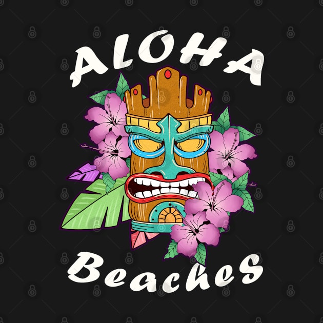 Funny Aloha Beaches Tiki Gift Design Hawaiian Island Vacation Print by Linco