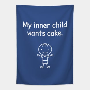 My Inner Child Wants Cake Funny Hungry Boy Kid Tapestry