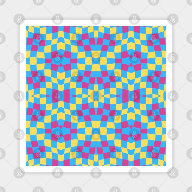 Retro Distorted Checkered Repeated Pattern Magnet by MarjanShop