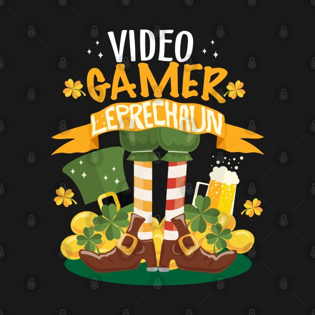 Video Gamer Leprechaun St. Patrick's Day Funny T-shirt by BadDesignCo