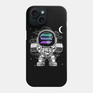 Astronaut Lifting Solana SOL Coin To The Moon Crypto Token Cryptocurrency Blockchain Wallet Birthday Gift For Men Women Kids Phone Case