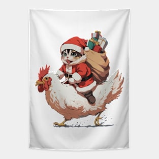 Christmas, Funny Cat on a Chicken Tapestry