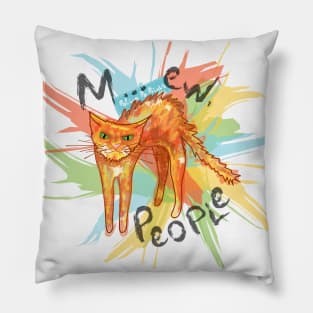 M... Ew people! Funny cat. Watercolour print. Funny introvert. Pet art. Accent. Leave me alone cat Pillow