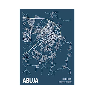 Abuja Blueprint Street Map, Abuja Colour Map Prints T-Shirt