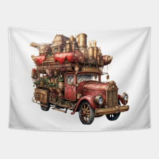 Steampunk Christmas Truck Tapestry