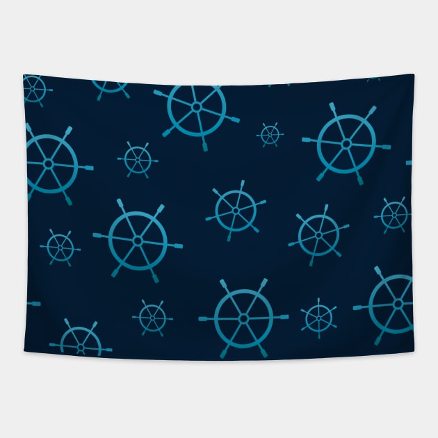 Steering wheelmaritim nautical seamless pattern Tapestry by star trek fanart and more