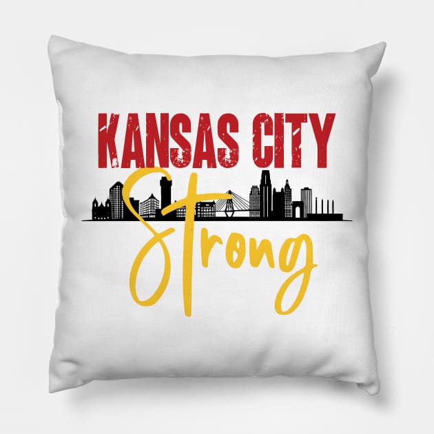 Kansas City Strong Skyline Pillow by Ashviirn