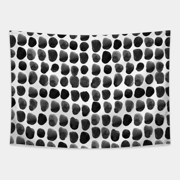 Wild animal print with stains, scales, feathers. Simple black-white watercolor boho background, seamless pattern. Scandinavian style, best for wallpaper, fabric, textile, prints, wrapping paper. Tapestry by Olesya Pugach