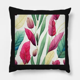 Colorful watercolor leaves pattern Pillow