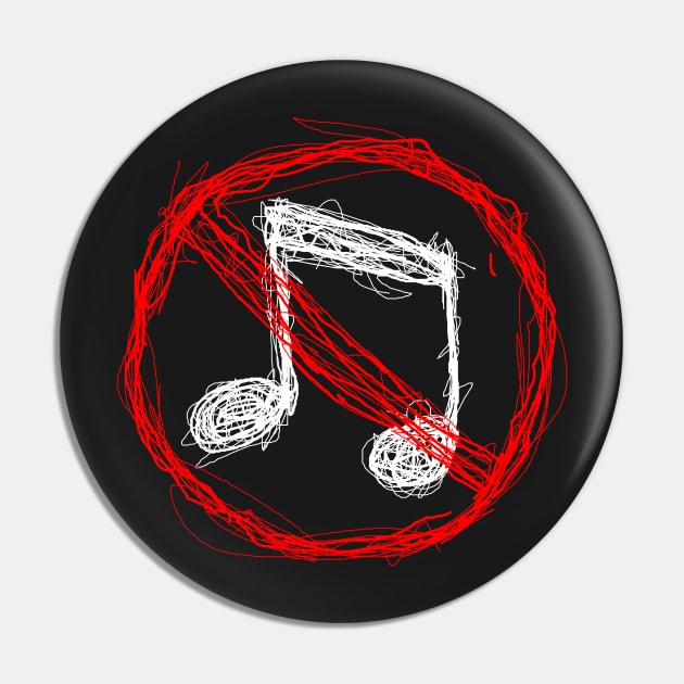 Dark and Gritty Anti-Music Noise symbol Pin by MacSquiddles