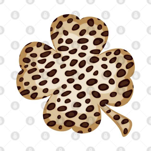 Cheetah Leopard Pattern Four Leaves Clover by RageRabbit