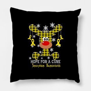 Reindeer Hope For A Cure Sarcoma  Awareness Christmas Pillow