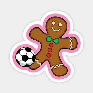 Gingerbread Man Playing Soccer Magnet