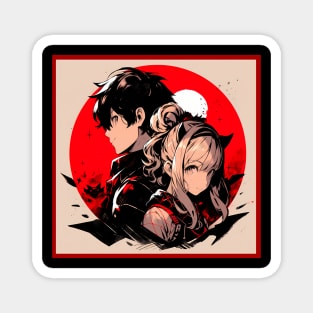 Cute couple, anime characters Magnet