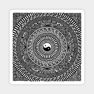 Black and White Yin Yang Mandala Magnet