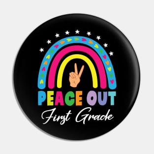 Stars Heart Rainbow Peace Out First Grade Hello Summer Break Pin