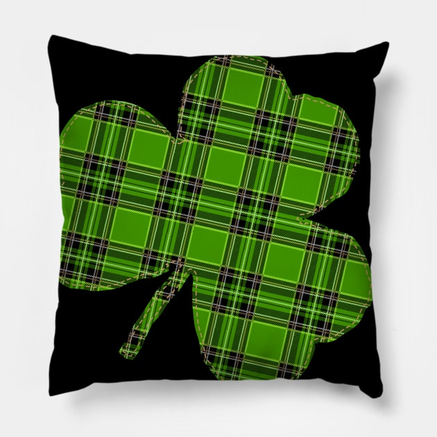 St Patrick's Day Irish Green Flannel Shamrock Pillow by TBA Design