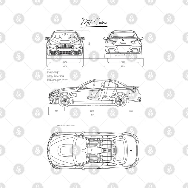 M4 Cabrio 2014 + Car Blueprint by ThreeThroughTee 