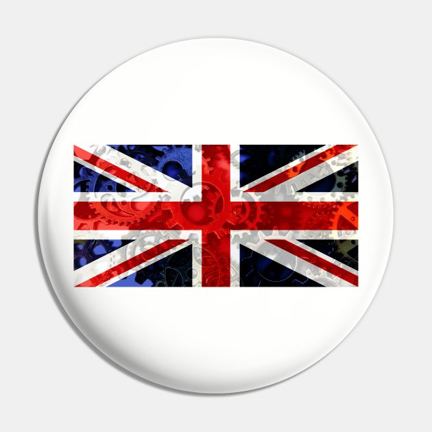 Flag of the United Kingdom - Gears Pin by DrPen