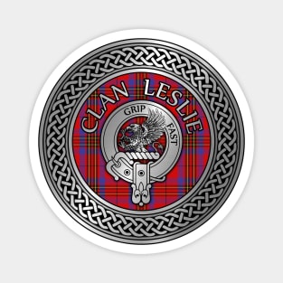 Clan Leslie Crest & Tartan Knot Magnet