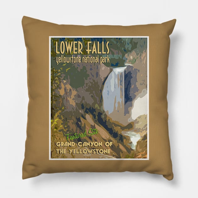 Lower Falls Retro Retro ravel Poster Pillow by Smyrna Buffalo