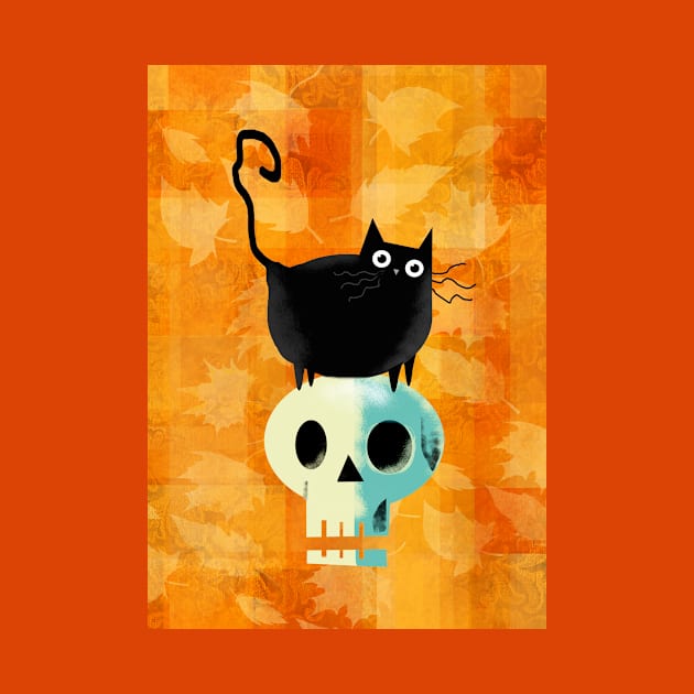 Autumn Cat and Skull by Scratch