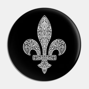 Fleur de lis paisley WHITE Pin