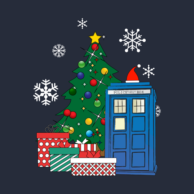 Doctor Who Tardis Around The Christmas Tree Doctor Who TShirt
