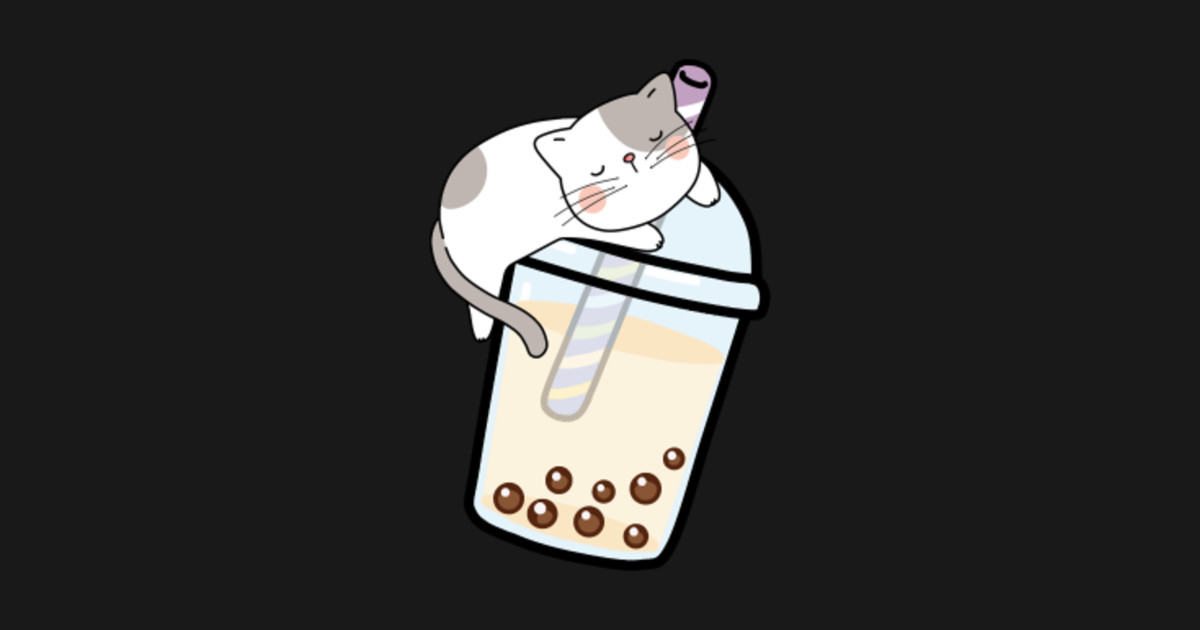 Bubble Tea Boba Cat - Bubble Tea Cat - Posters and Art Prints | TeePublic