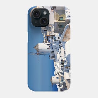 The famous windmills in Oia of Santorini, Greece Phone Case