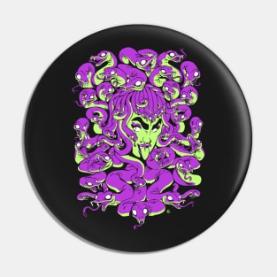 Medusa (purple and green) Pin